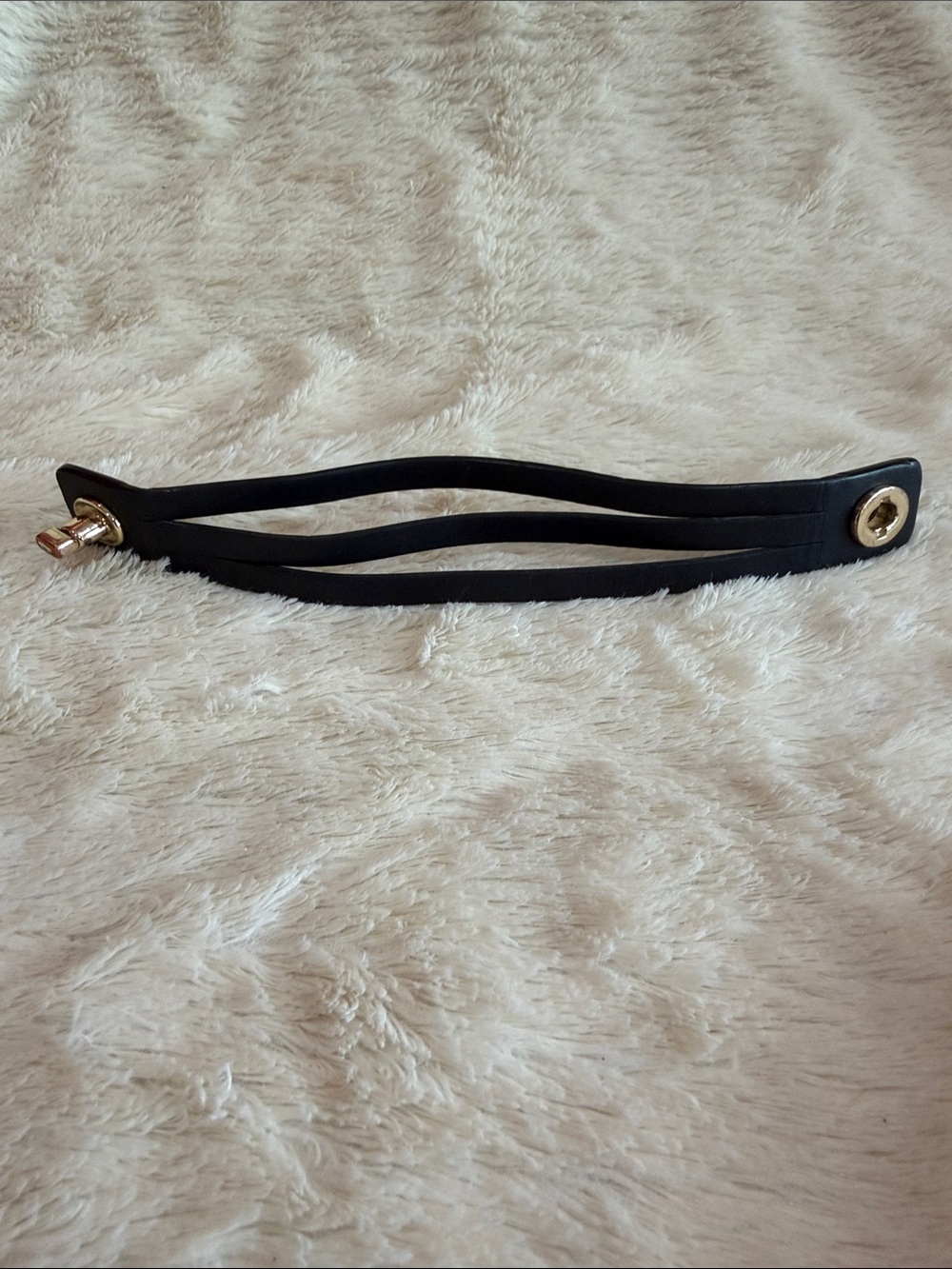 Coach Black Leather Snap Cuff Bracelet with Gold Hardware - Picture 3 of 6